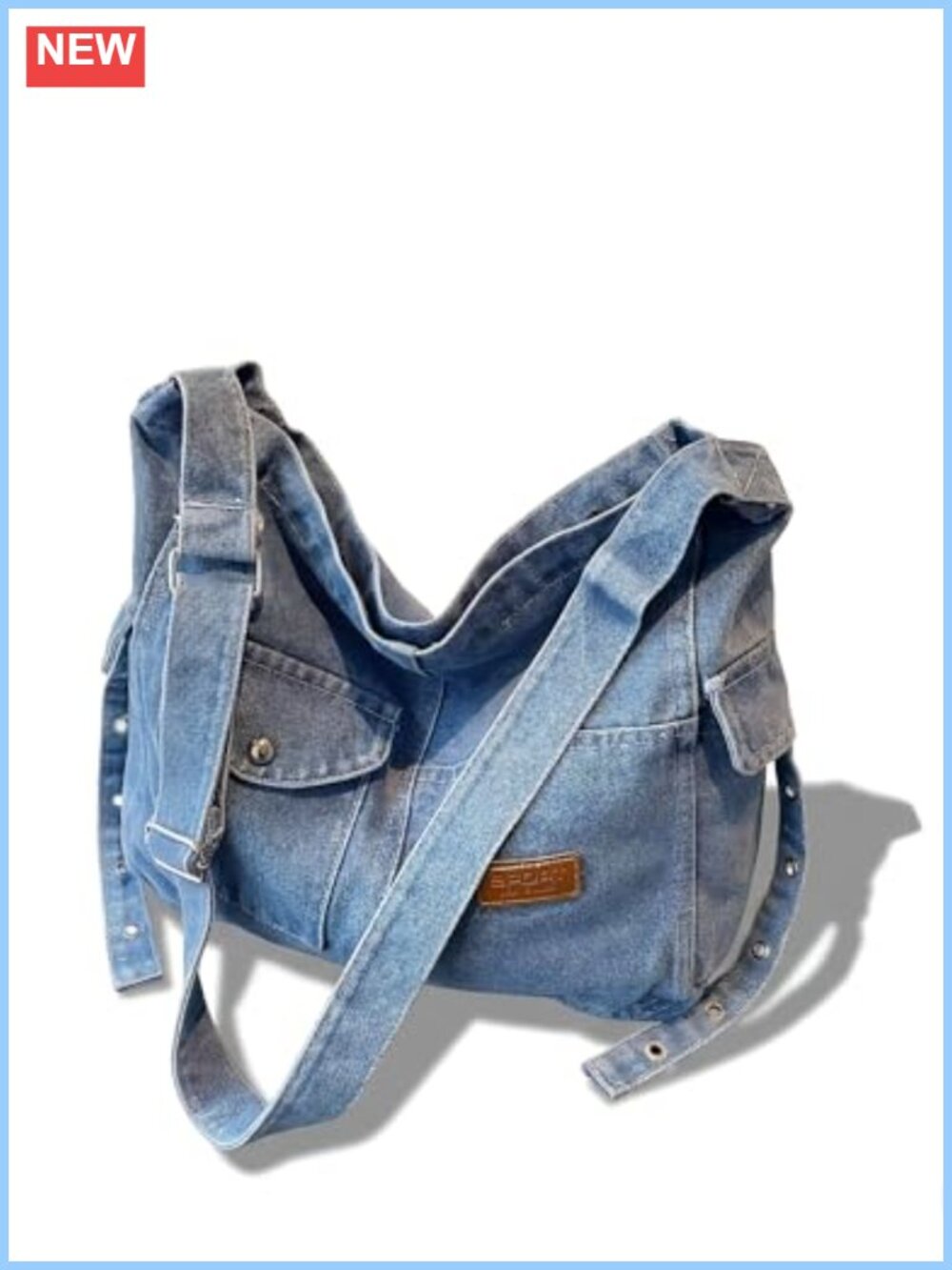 Denim Hobo Bag Crossbody Purse Multi-Pocket Adjustable Strap Lightweight